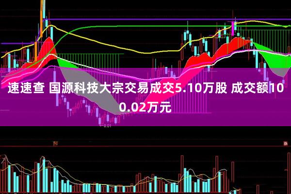 速速查 国源科技大宗交易成交5.10万股 成交额100.02万元